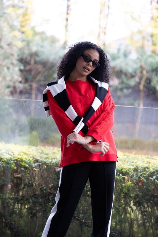 Two T's - Dropped Shoulder Logo Sweater / Intense Orange 3336