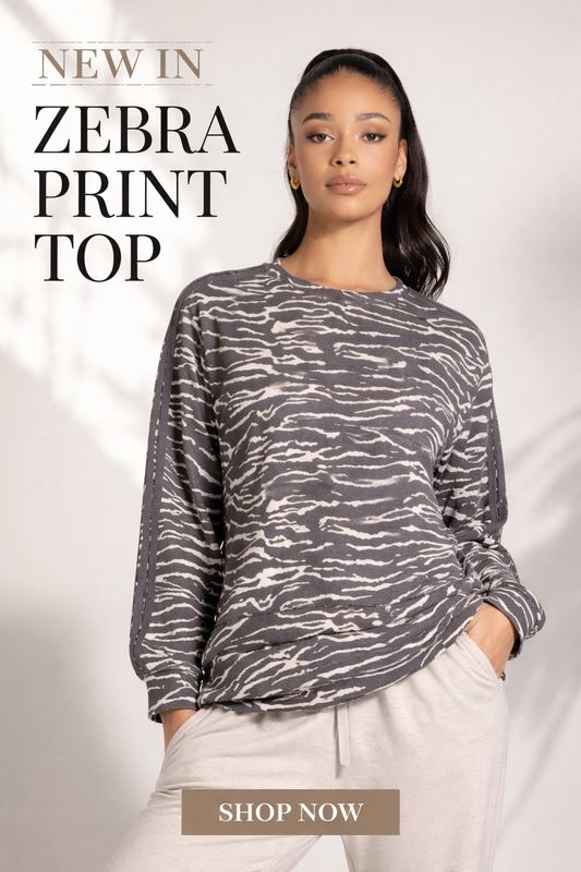 Two T's - Zebra Print Sweater Slate/Ivory 3337