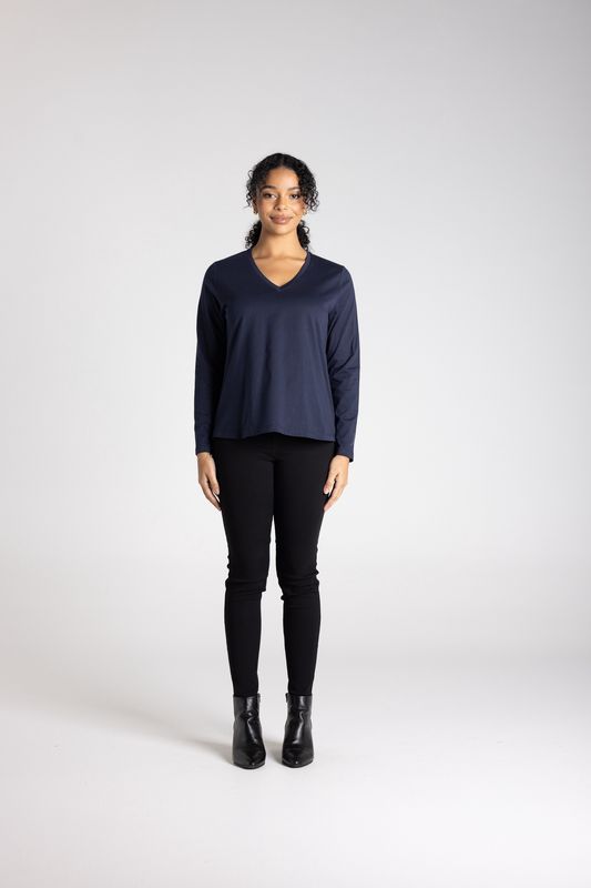 Two T's - V-Neck Long Sleeve T-Shirt / Ink 3345