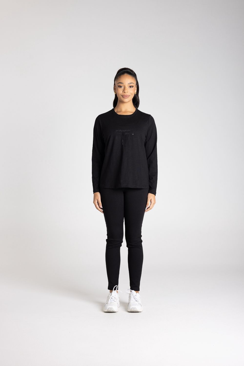 Two T's L/Slv Crew Logo Sequin / Black 3347