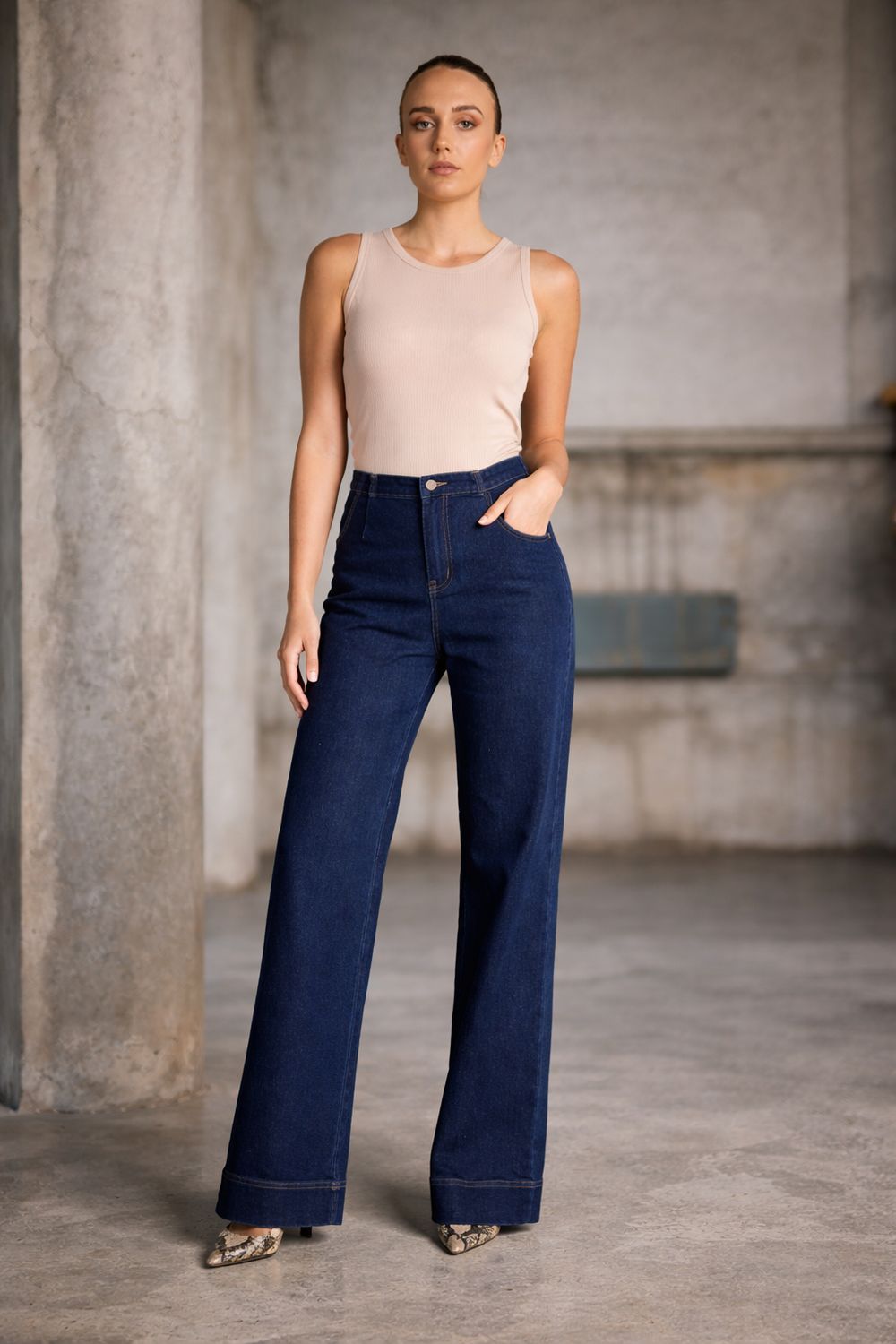 Two T's - Denim 7/8 Boot Leg Jean / Dark Denim 3369S