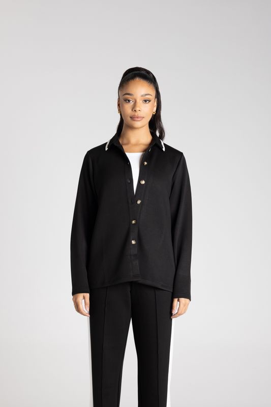 Two T's - Travel Shirt Black/Ivory 3367
