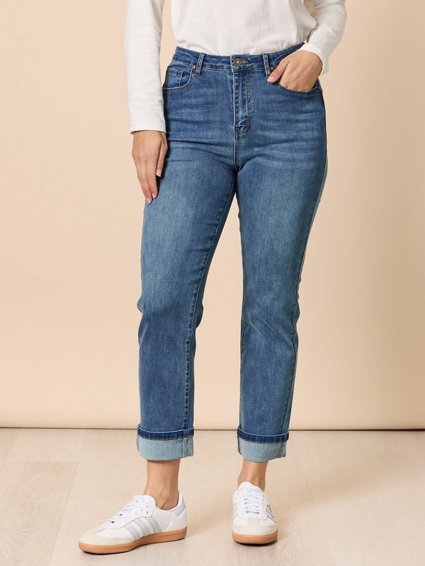 Threadz - The Retro Cuff Straight Leg Jean / Denim 48519