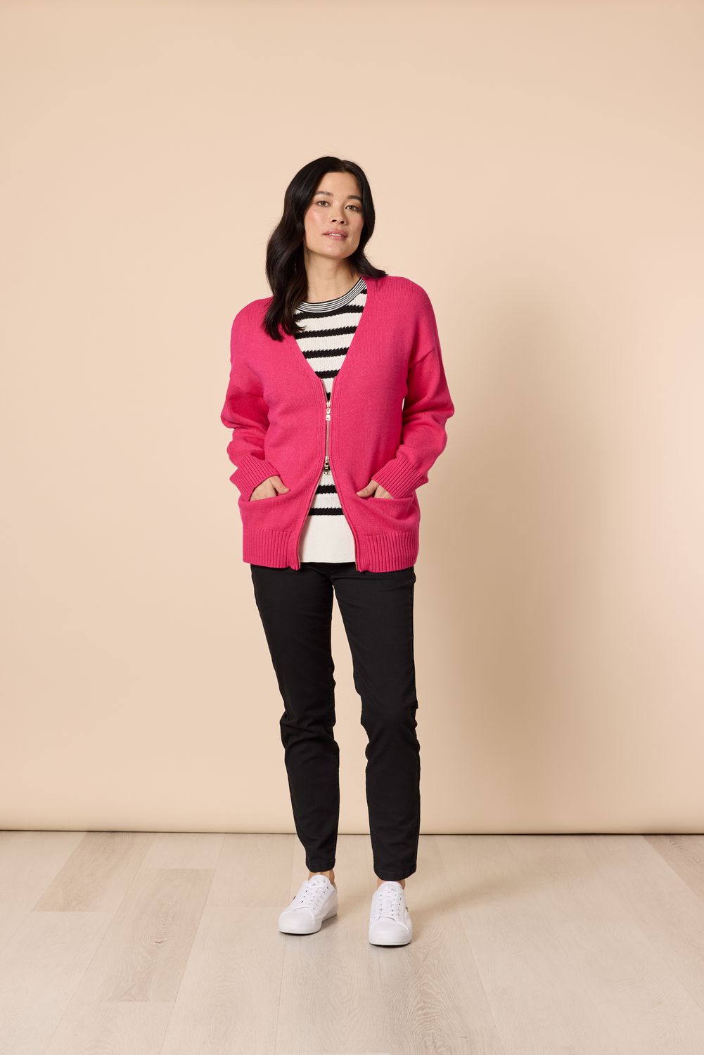 GS - Manhattan Zip Cardi / Hot Pink 48773