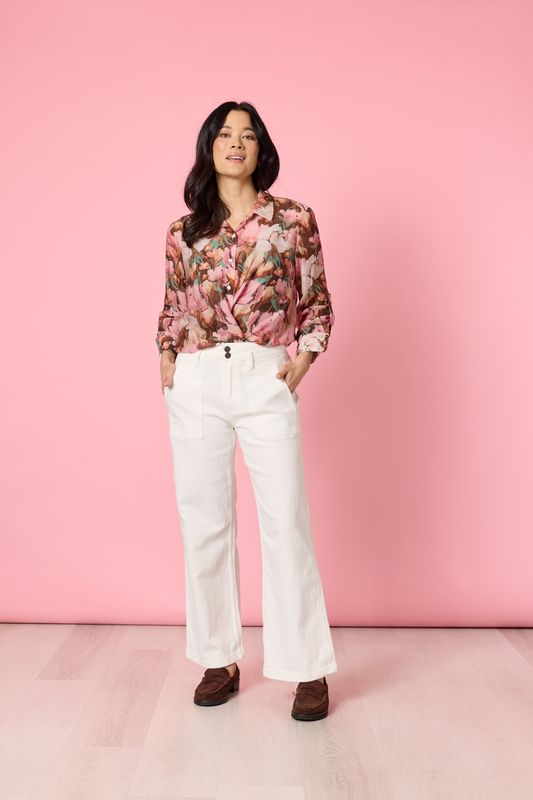 GS - Hudson High Rise Wide Leg Jean / Ivory 42244