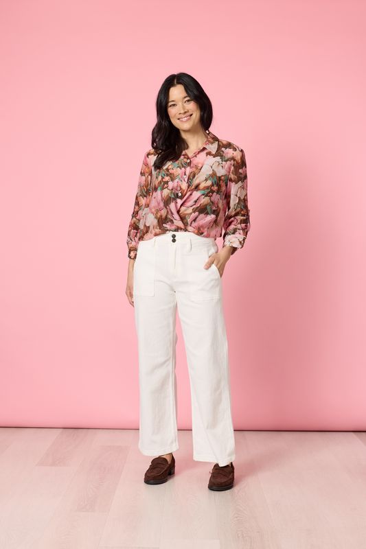 GS - Hudson High Rise Wide Leg Jean / Ivory 42244