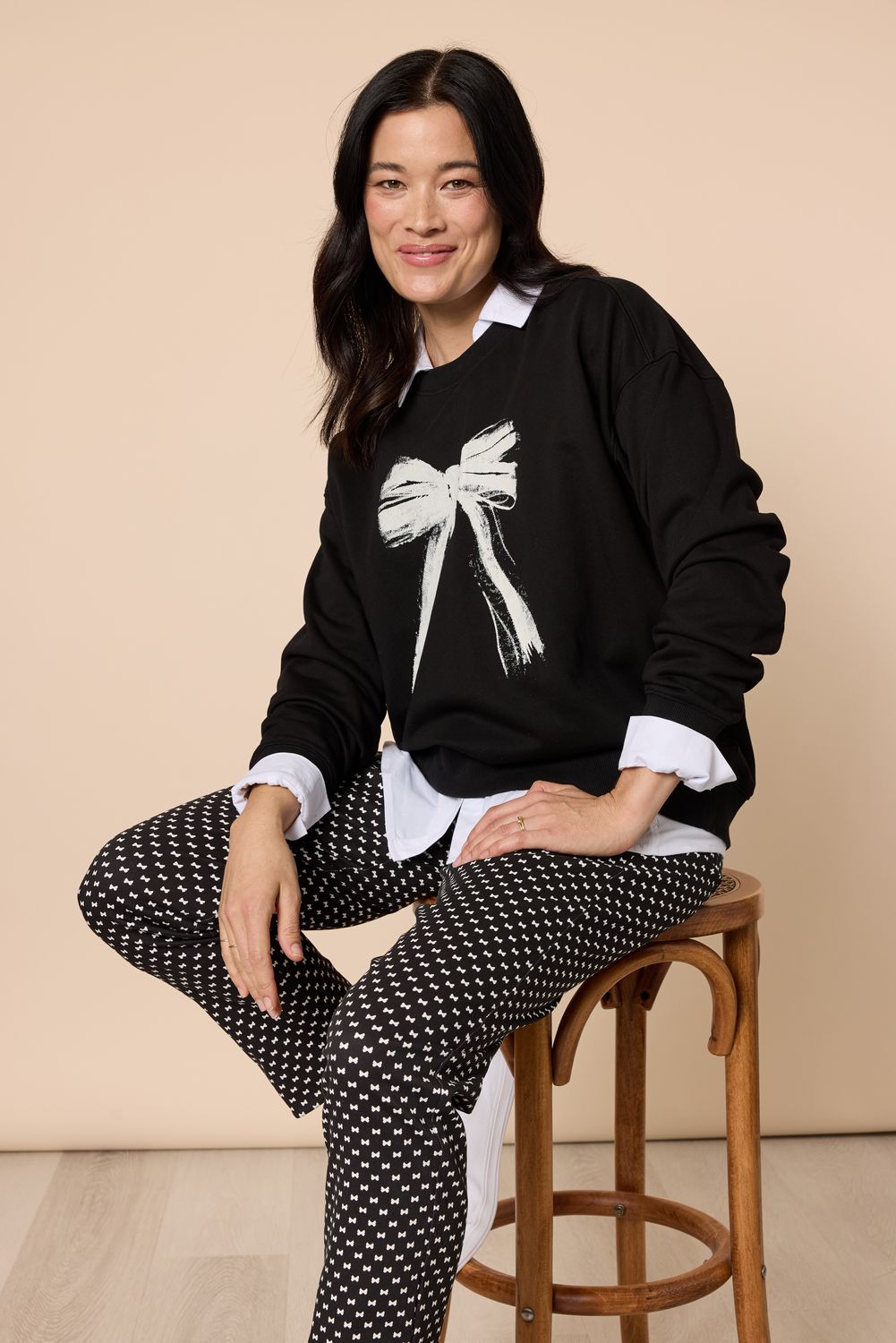 GS - Bow Tie Print Slim Leg Pant - Black/ White 48784