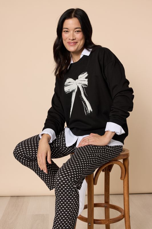 GS - Bow Tie Print Slim Leg Pant - Black/ White 48784