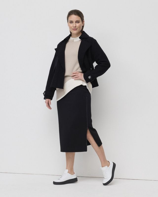 Marco Polo - Cropped Boiled Wool Jacket / Black YTMP3665