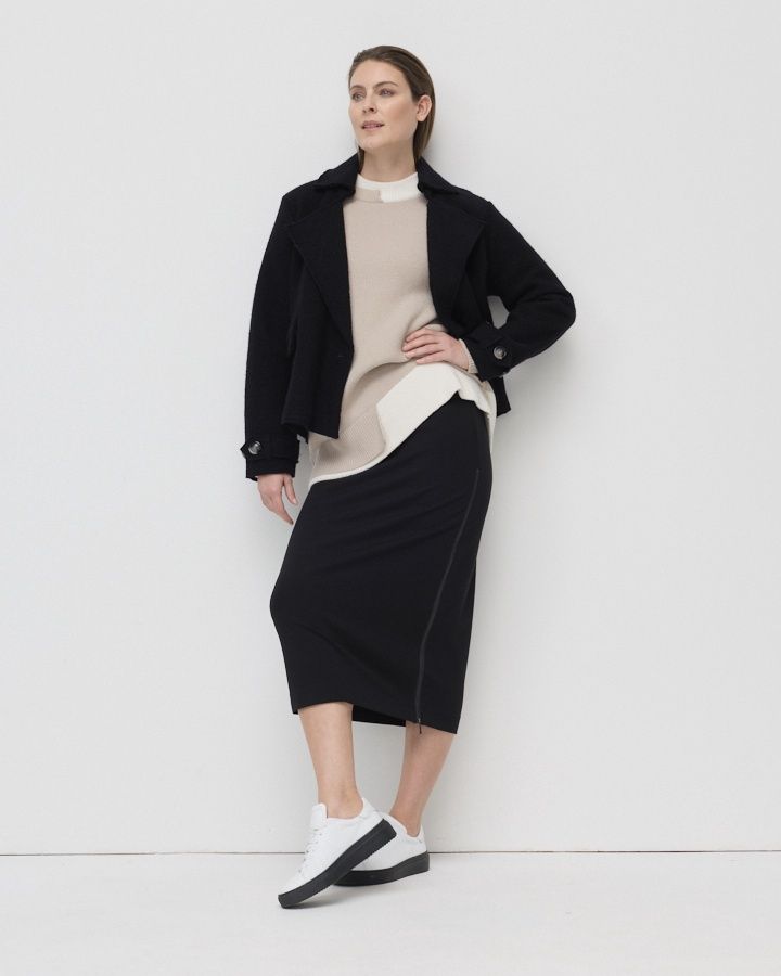 Marco Polo - Cropped Boiled Wool Jacket / Black YTMP3665