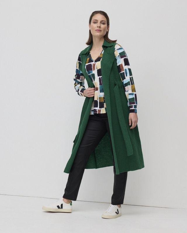 Marco Polo - Belted Boiled Wool Vest / Deep Pine YTMP3666