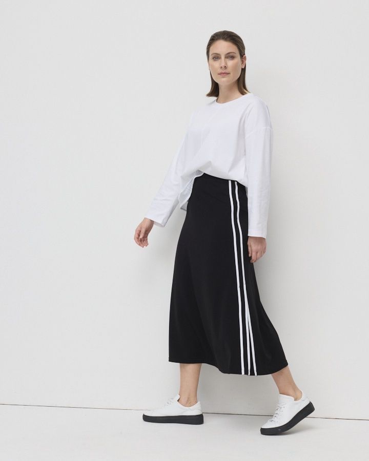 Marco Polo - Twin Stripe Ponte Skirt / Black YTMP5063