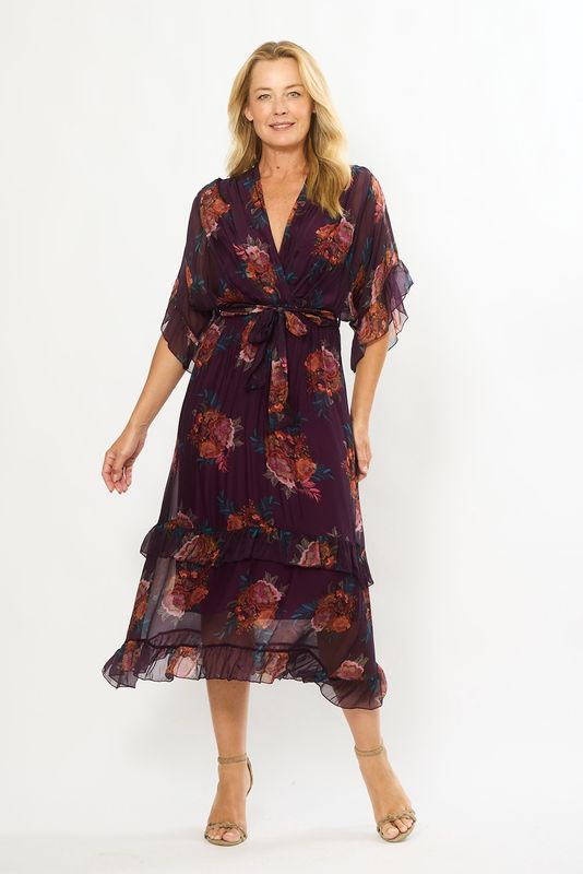 Hot Ice - Cross Neck Two Tiers Frilled Dress LSD25-73