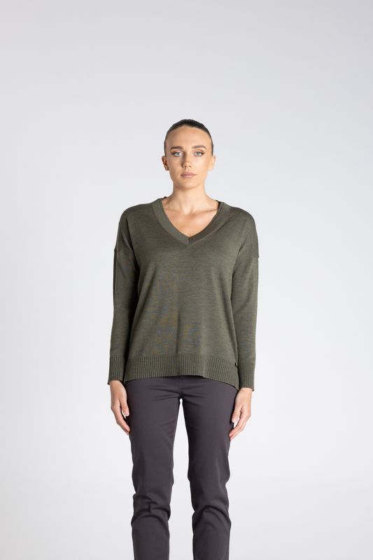 Two T's - Double Neck Sweater / Khaki 3313