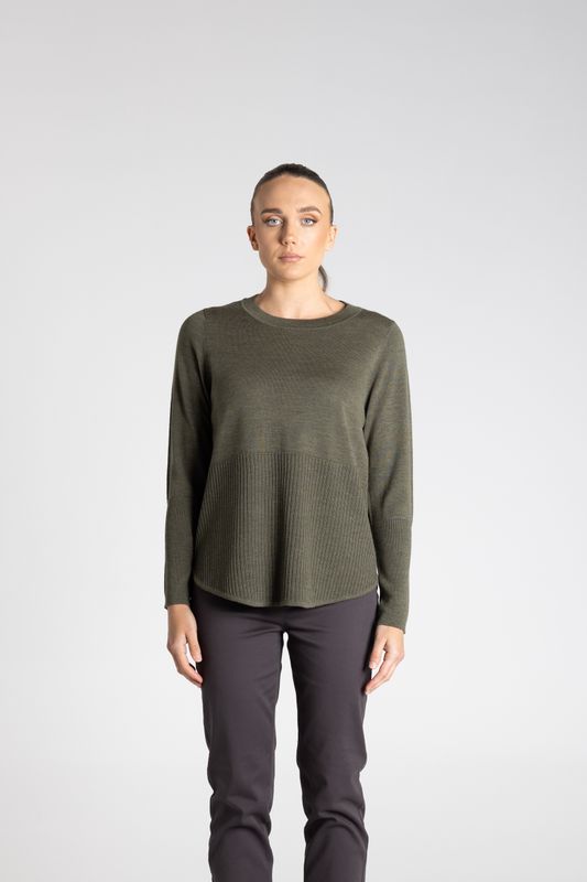 Two T's - Merino Scoop Rib Hem / Khaki 3315
