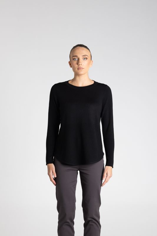 Two T's - Merino Scoop Rib Hem / Black 3315