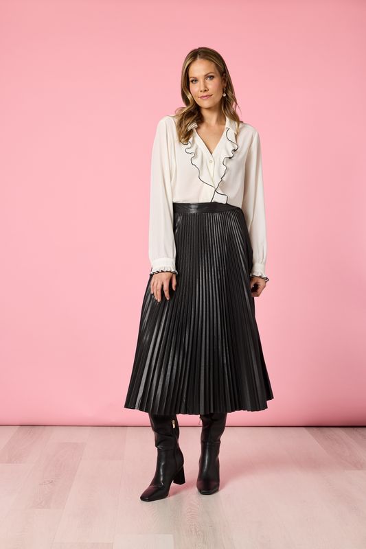 Hammock &amp; Vine - Florence Faux Leather Pleat Skirt / Black 48599