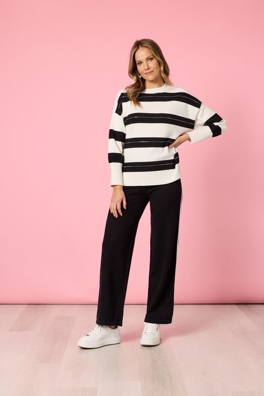 Hammock &amp; Vine - Betta Diamante Stripe Print Knit Black/Ivory 49307