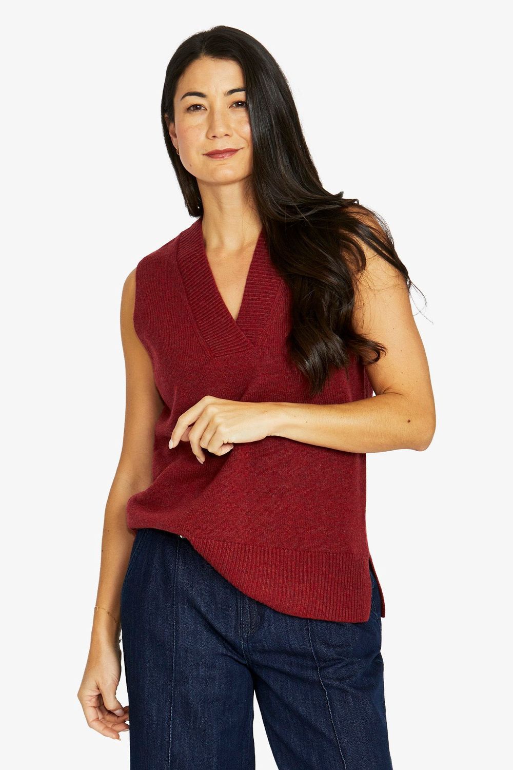 Jump - V Neck Vest / Merlot 60611061A