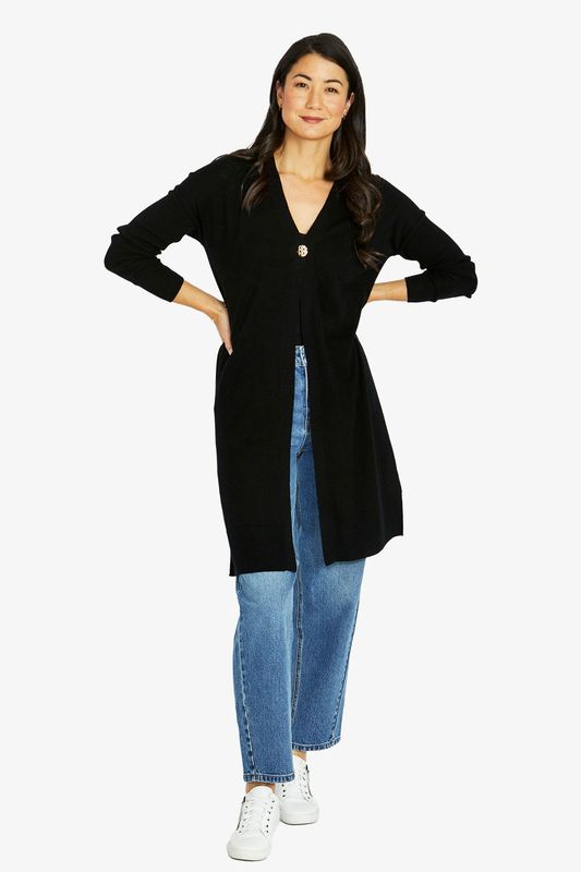 Jump - Gold Button Long Cardi / Black 60611075A