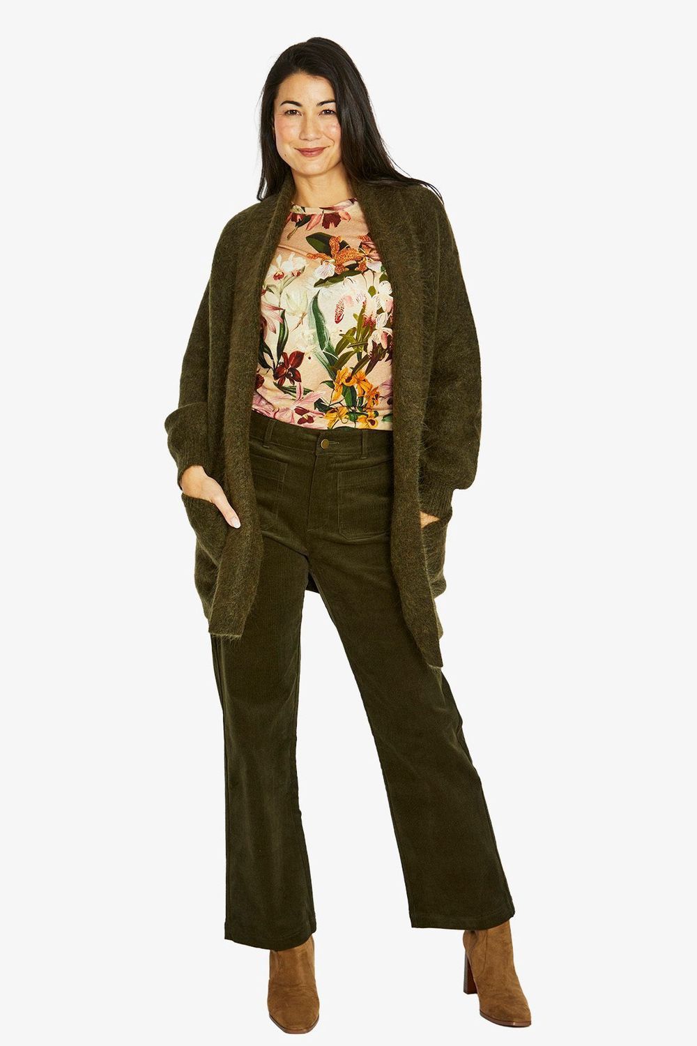 Jump - Luxe Long Cardi / Dark Olive 60611082A