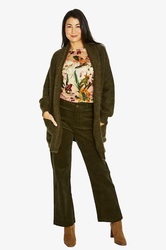 Jump - Luxe Long Cardi / Dark Olive 60611082A