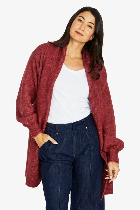 Jump - Luxe Long Cardi / Raisin 60611082A