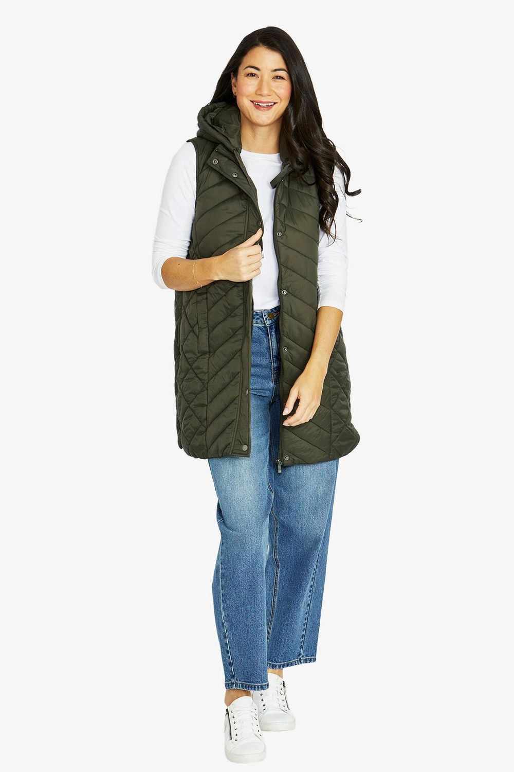 Jump - Longline Vest / Khaki 606J4040A