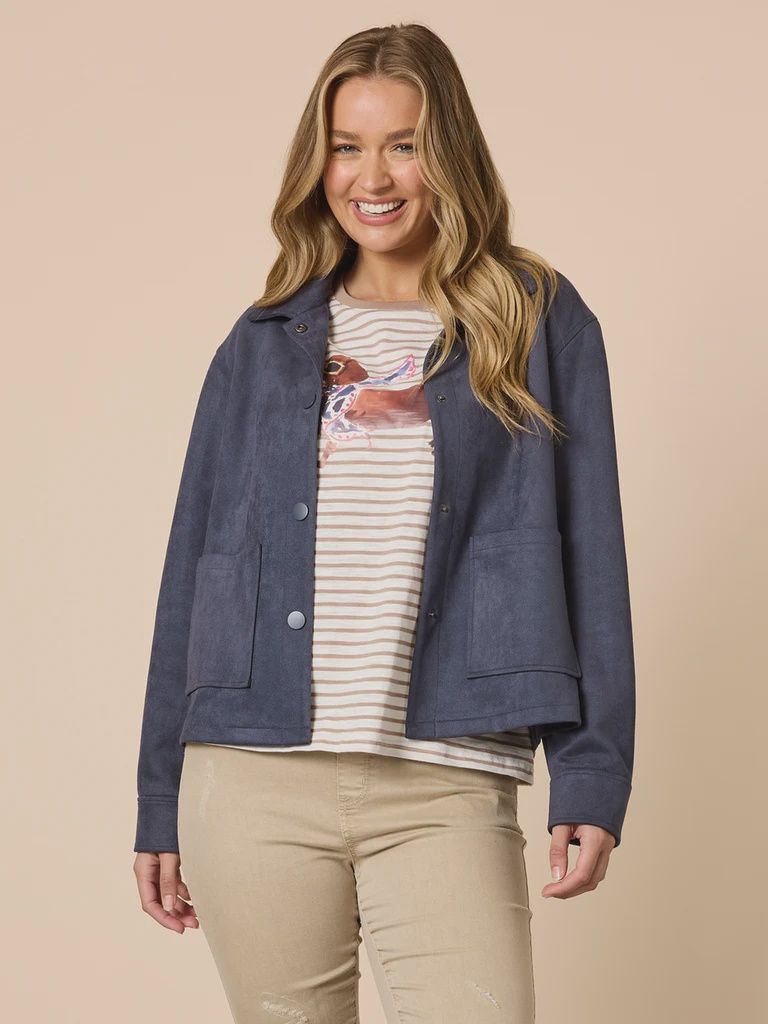 Threadz - Downtown Faux Suede Jacket - Indigo 48627