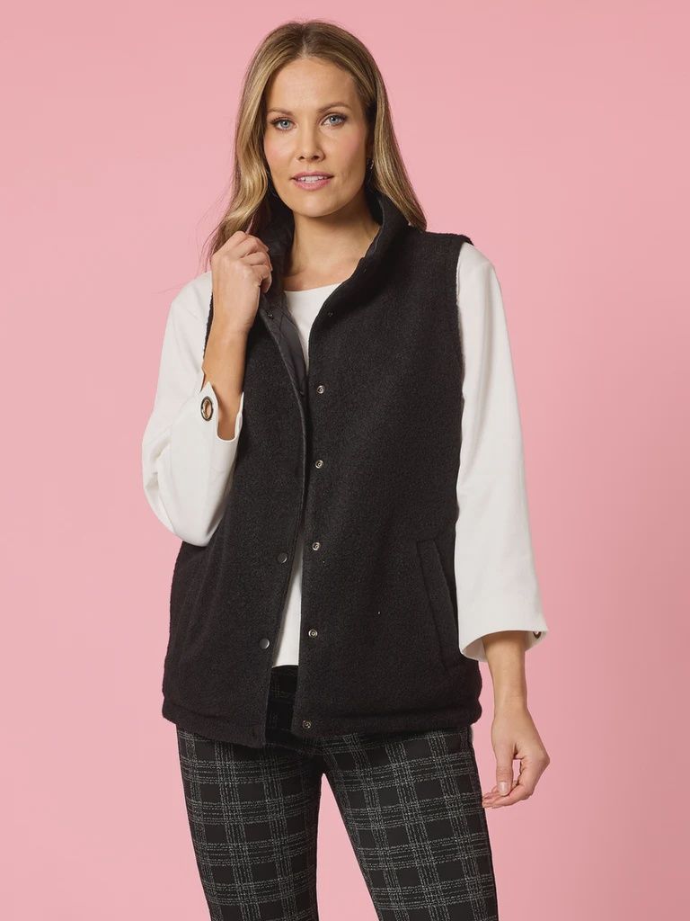Threadz - St Moritz Reversible Quilted Vest - Black 48609