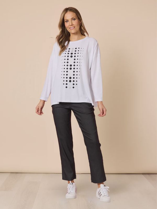 Clarity - Elise Spot Print Top - White 48700