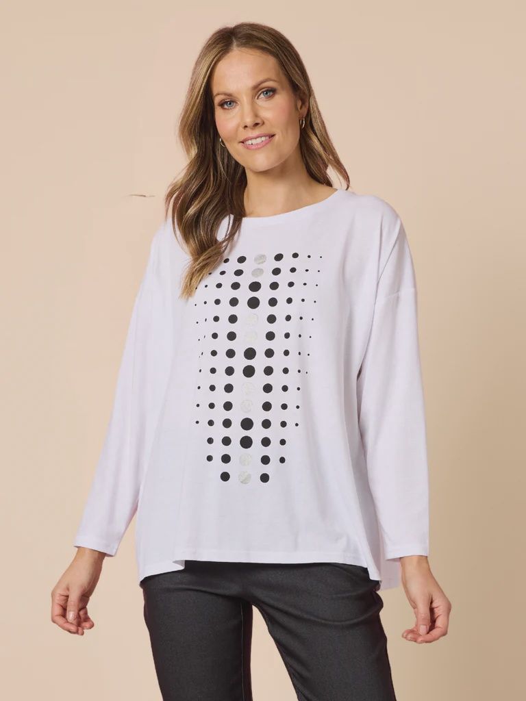 Clarity - Elise Spot Print Top - White 48700