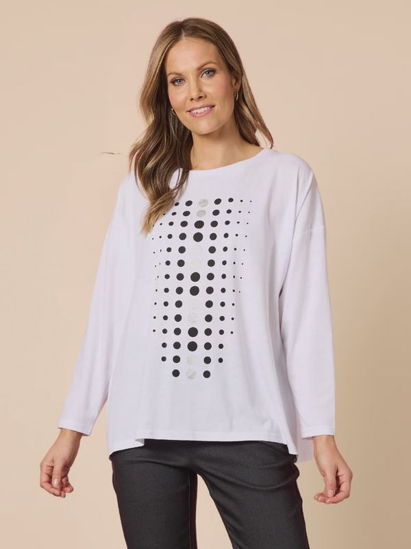 Clarity - Elise Spot Print Top - White 48700