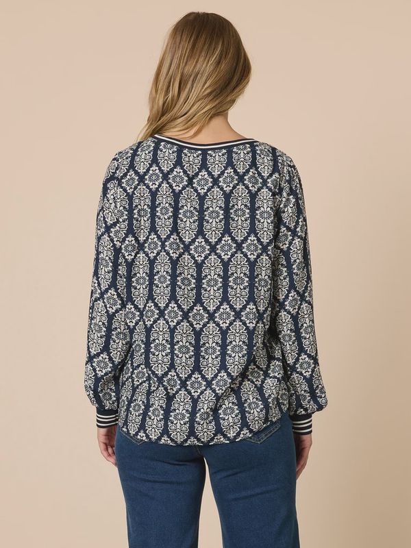 Threadz - Lola Print Top - Navy/White 49162