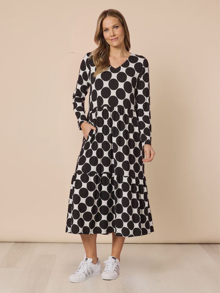 Clarity - Tres Bien Spot Print Dress - Black/ White 49390