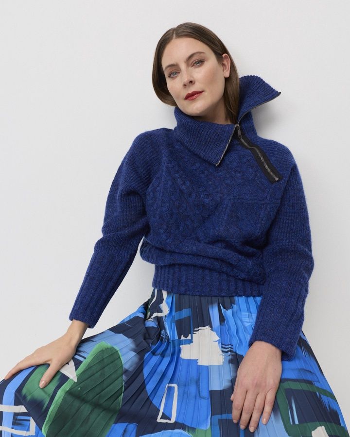 Marco Polo - Zip Collar Sweater - Lapis Blue YTMP3681