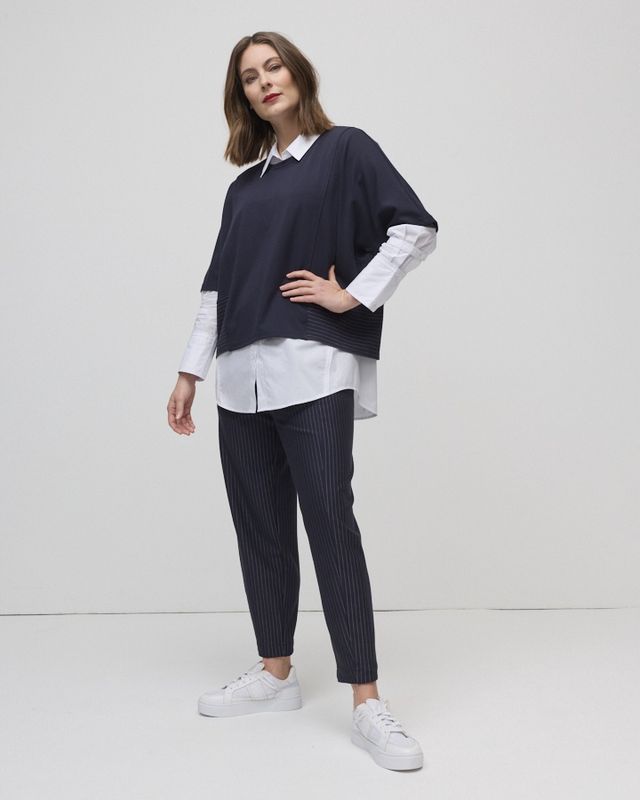 Marco Polo - Pinstripe Ponte Pant - Navy YTMP8300