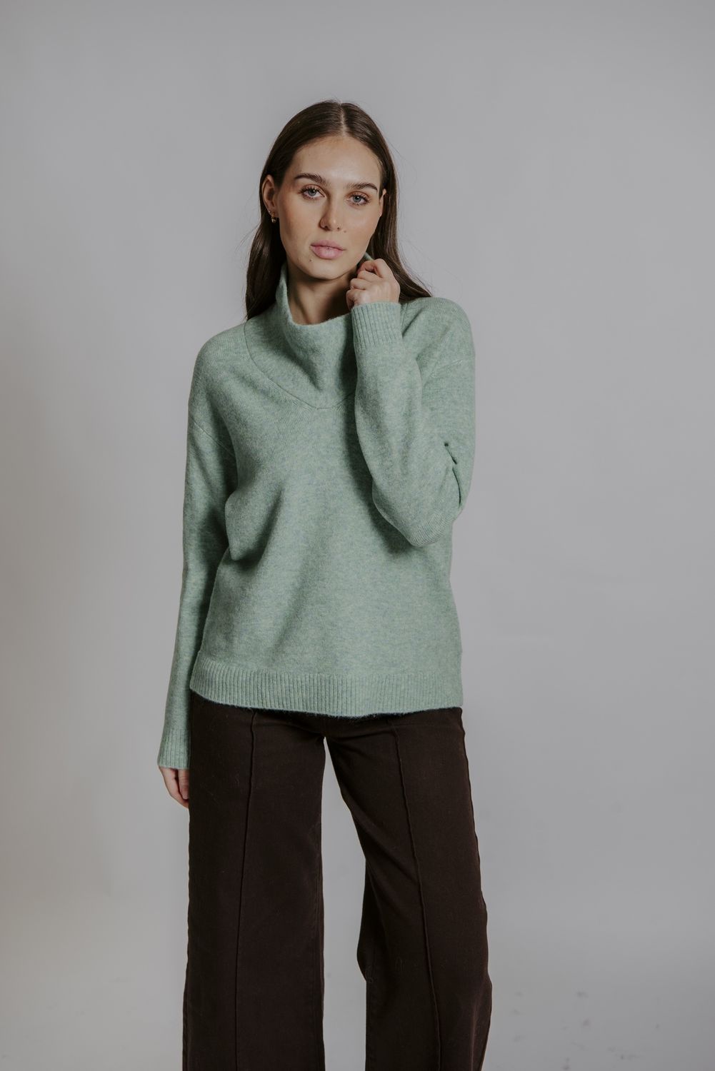 Fields - Cowl Neck Pullover - Mint FB6410