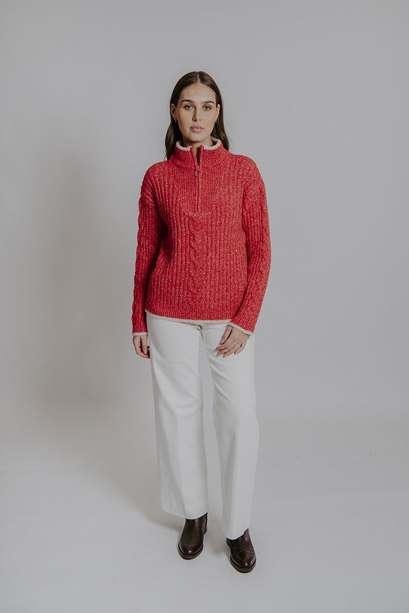 Fields - Half Zip Cable Pullover - Gernadine/Oatmeal FB6418