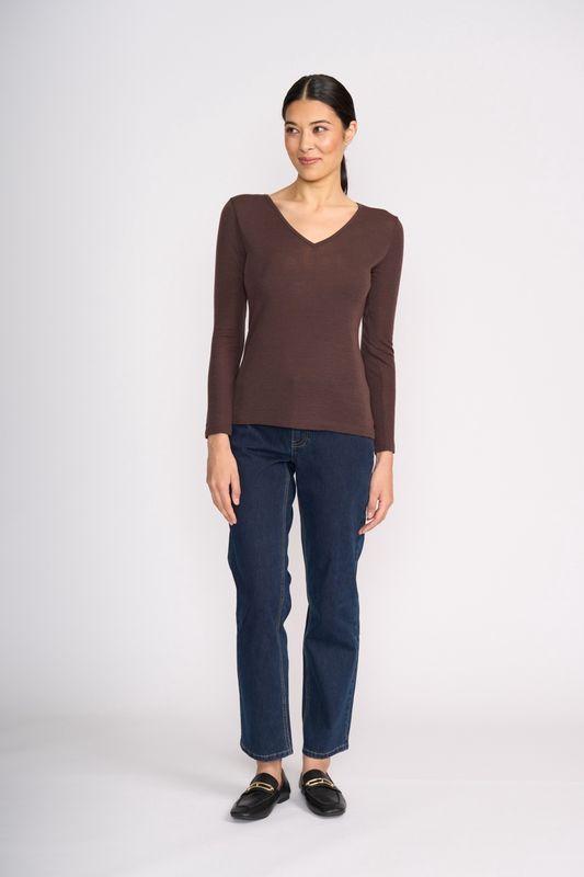 Foil - Fine Merino Crew Neck Top / Ristretto FO4173