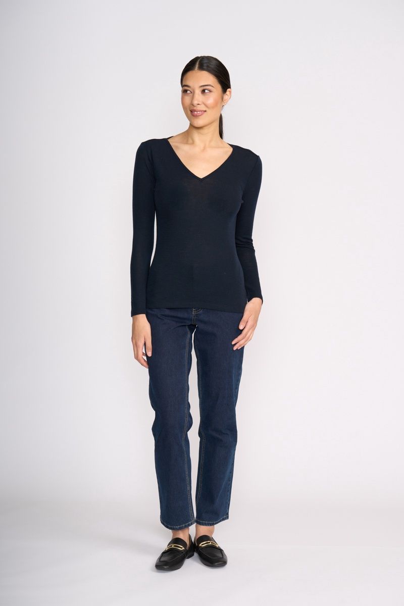 Foil - Fine Merino Crew Neck Top / True Navy FO4173
