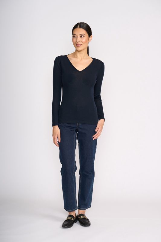 Foil - Fine Merino Crew Neck Top / True Navy FO4173