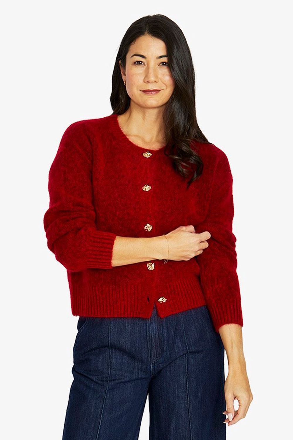 Jump - Luxe Button Cardi / Cherry 60611091A