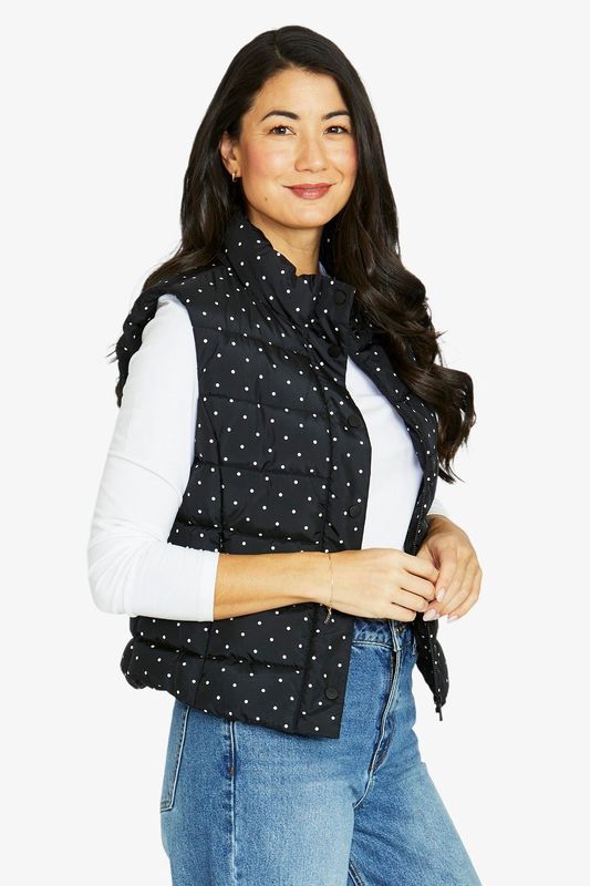 Jump - Spot Quilted Vest / Blk/Ecru 606J4043A