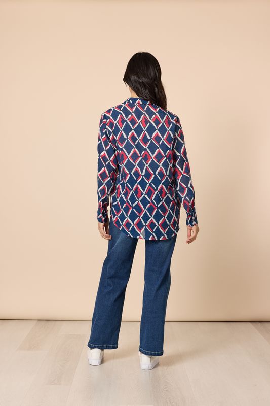 Gordon Smith - Capitol Print Sheer Shirt / Navy Multi 48853