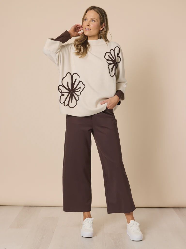 Clarity - Kimmy Ponte Wide Leg Pant / Coffee 42467