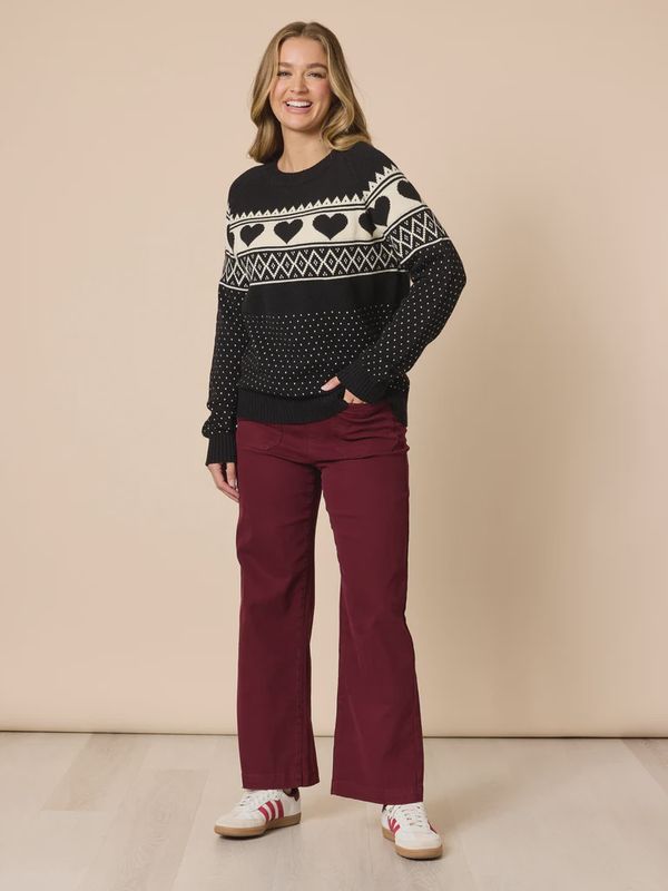 Threadz - Aspen Hearts Knit - Black Ivory 48714