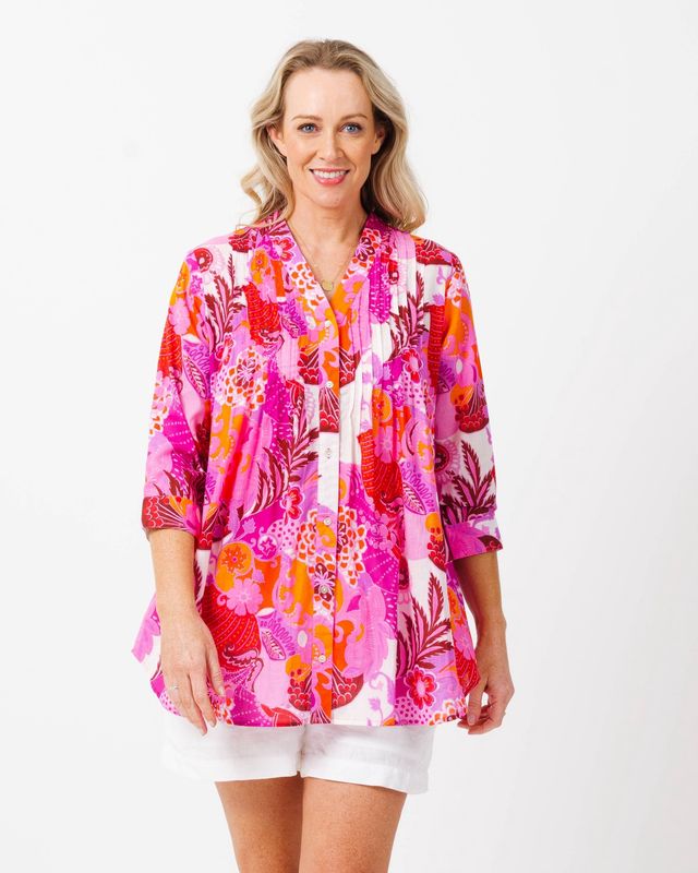 Palm Cove Top in Kaleido Pink