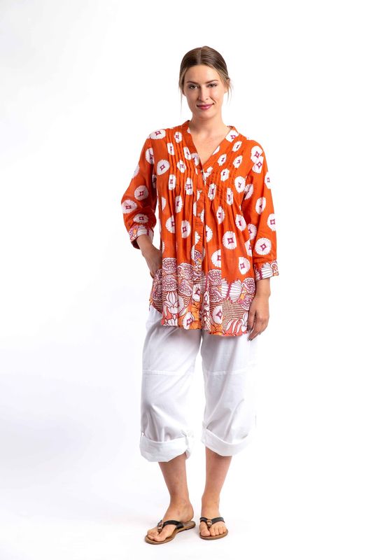 Palm Cove Top In Ochre Orange
