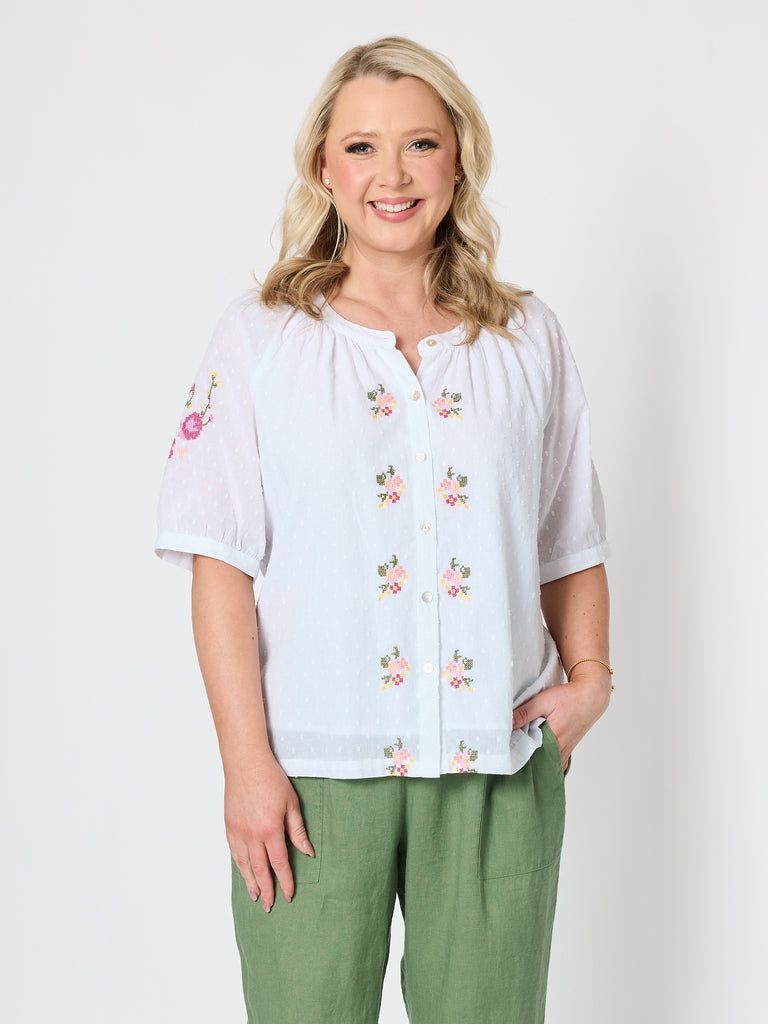 Gordon Smith - Desert Rose Embroidered Top / White 49605